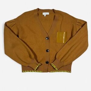 Camel Cardigan With PU Patch by Never Fully Dressed